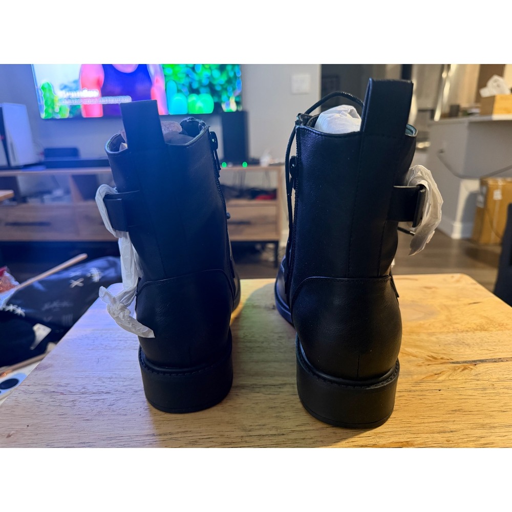 Torrid Black Tonal Hardware Combat Boots Womens Size 9 W Double Buckle Strap - Picture 6 of 8